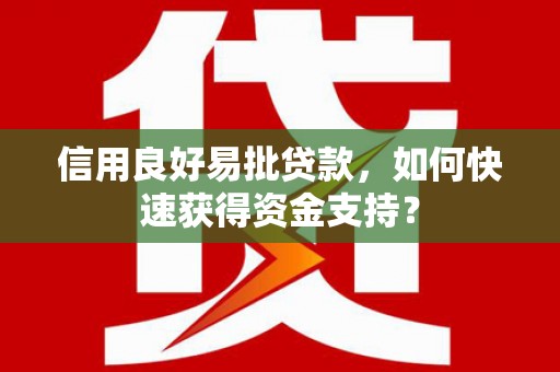 洪雅信用良好易批贷款，如何快速获得资金支持？