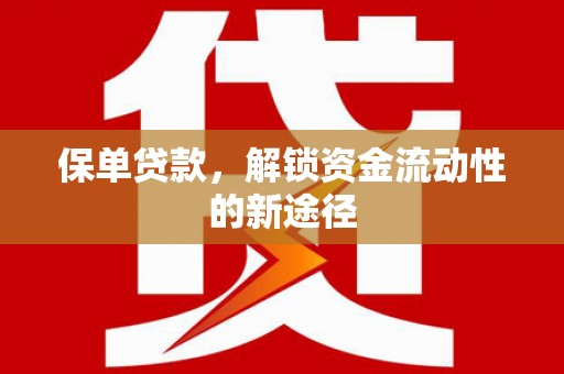 洪雅保单贷款，解锁资金流动性的新途径