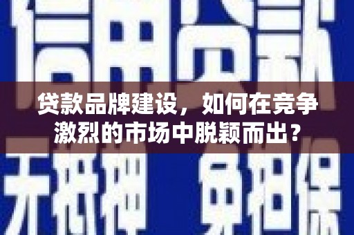 洪雅贷款品牌建设，如何在竞争激烈的市场中脱颖而出？
