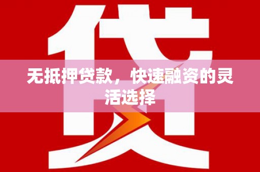 洪雅无抵押贷款，快速融资的灵活选择