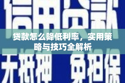 洪雅贷款怎么降低利率，实用策略与技巧全解析