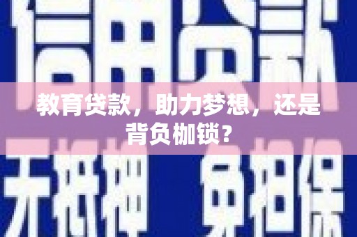 洪雅教育贷款，助力梦想，还是背负枷锁？
