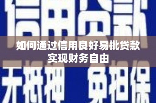 洪雅如何通过信用良好易批贷款实现财务自由
